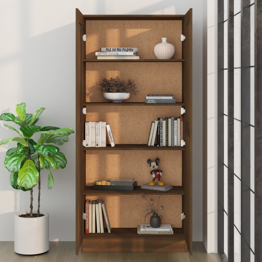 Boekenkast 82,5X30,5X185,5 Cm Bewerkt Hout Bruineikenkleurig