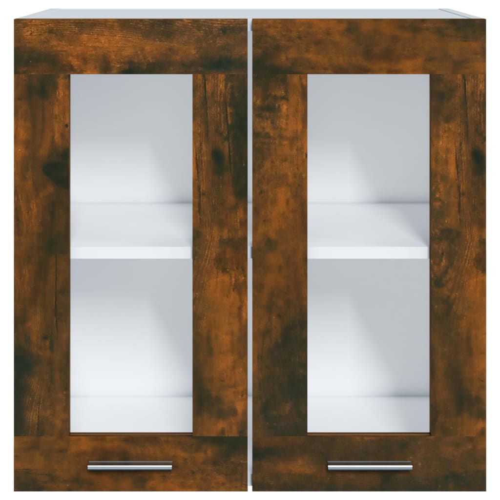 Wandkast Hangend 60X31X60 Cm Glas En Bewerkt Hout Gerookt Eiken