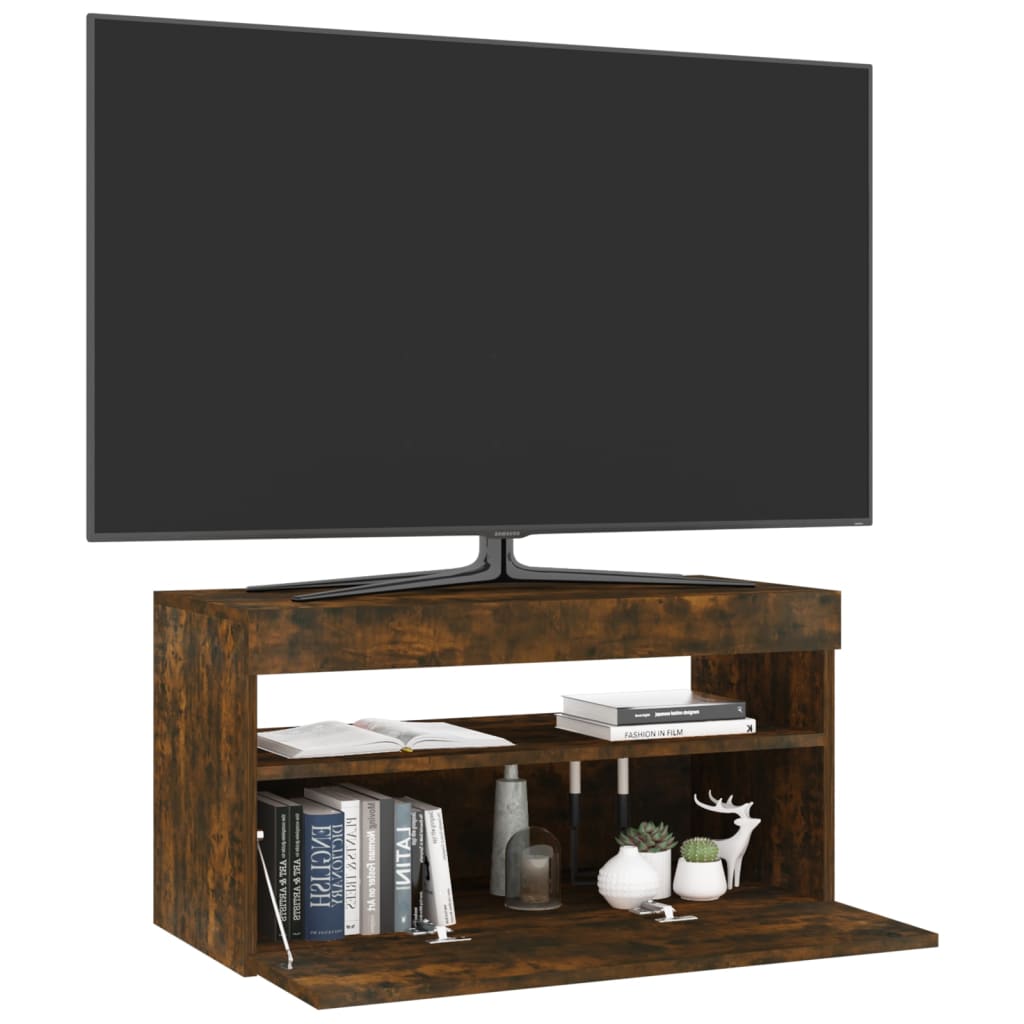 Tv-Meubel Met Led-Verlichting 75X35X40 Cm Gerookt Eikenkleurig