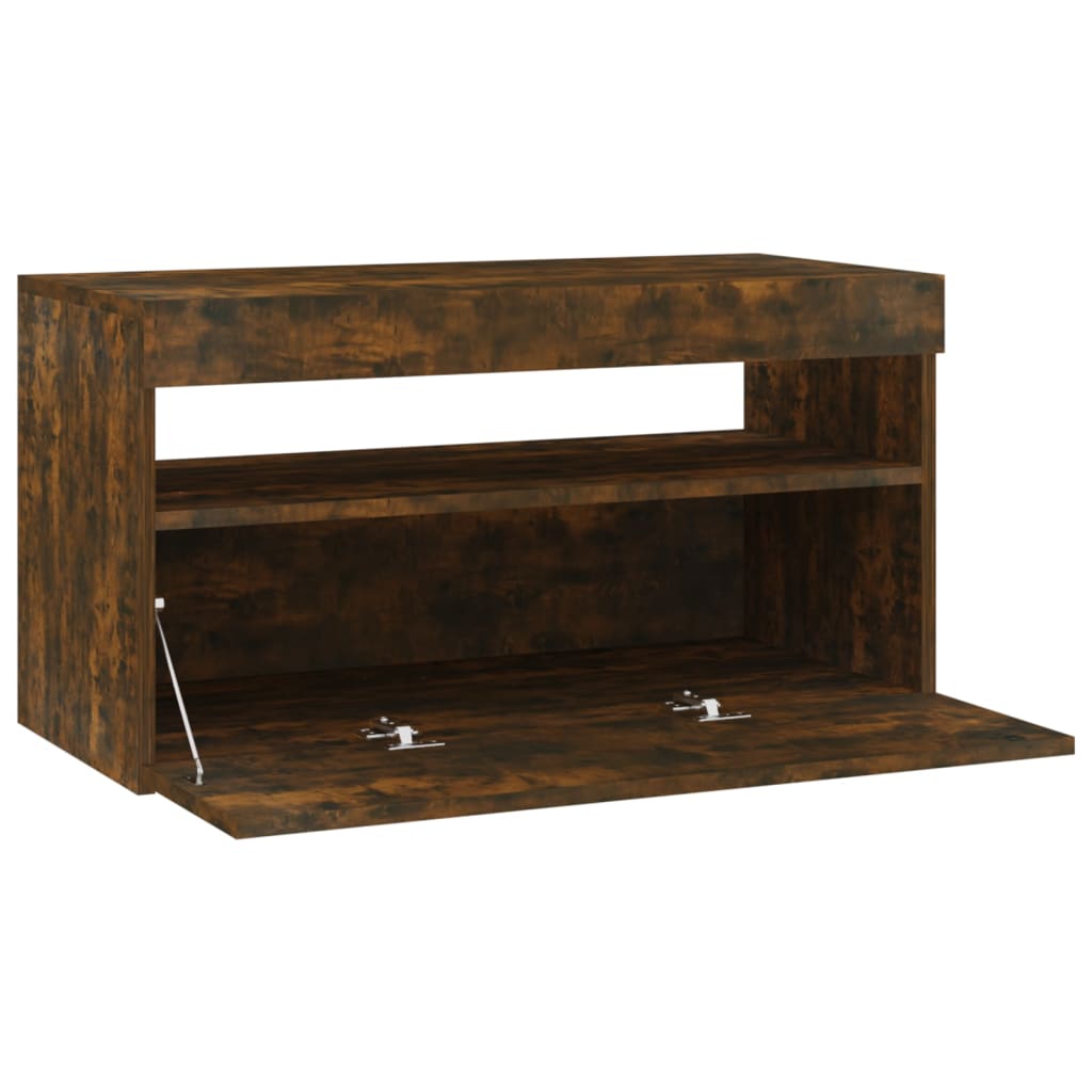 Tv-Meubel Met Led-Verlichting 75X35X40 Cm Gerookt Eikenkleurig