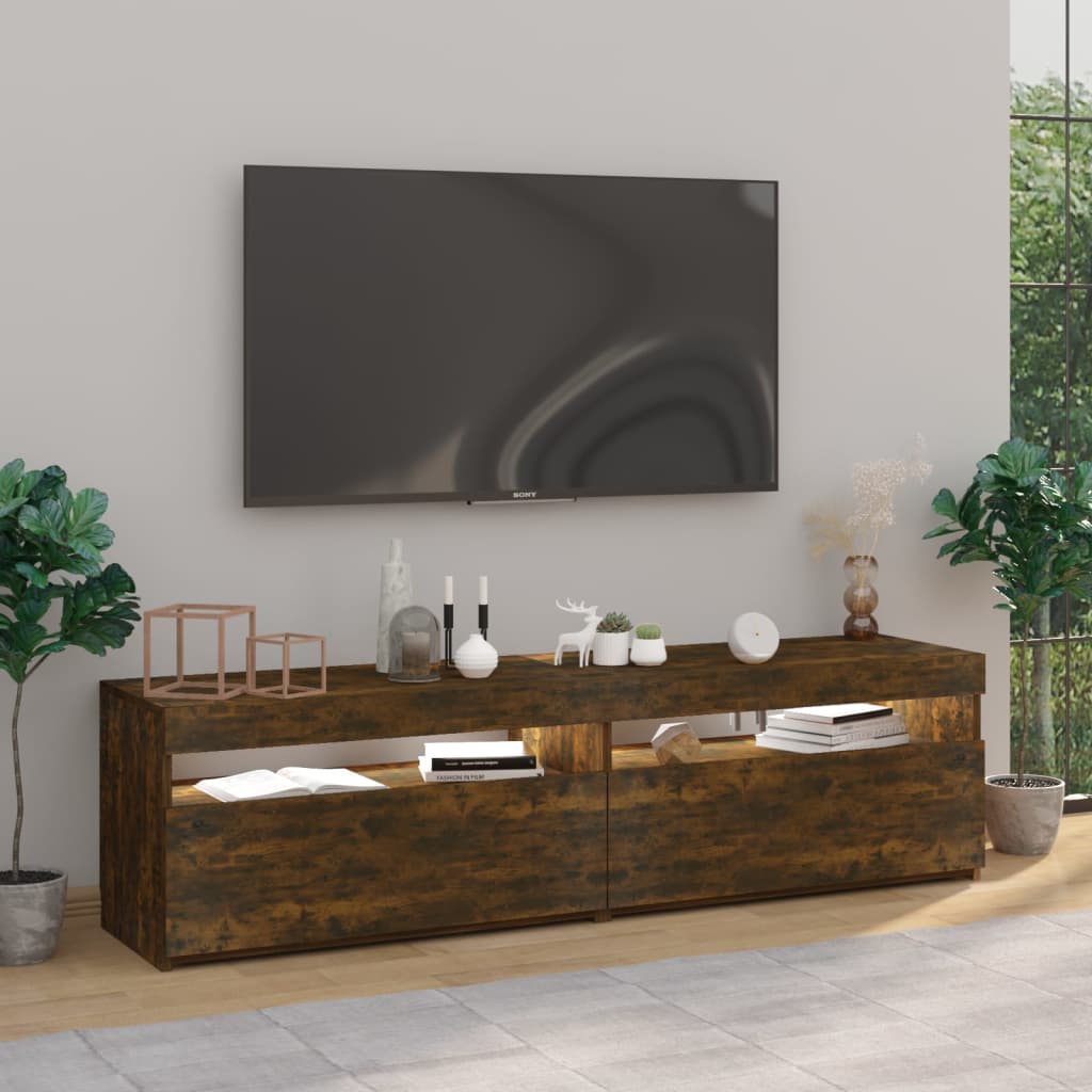 Tv-Meubelen Met Led-Verlichting 2 St 75X35X40 Cm Gerookt Eiken