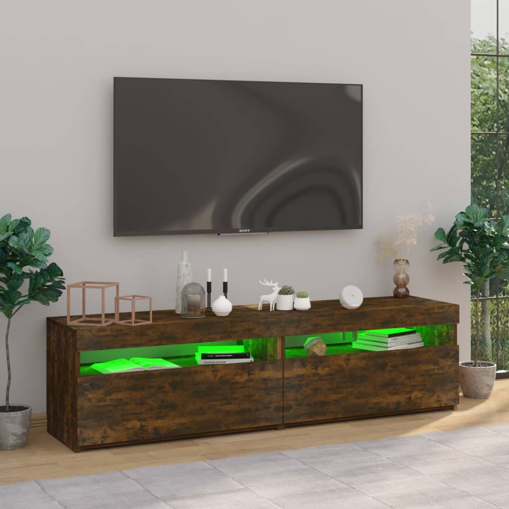 Tv-Meubelen Met Led-Verlichting 2 St 75X35X40 Cm Gerookt Eiken
