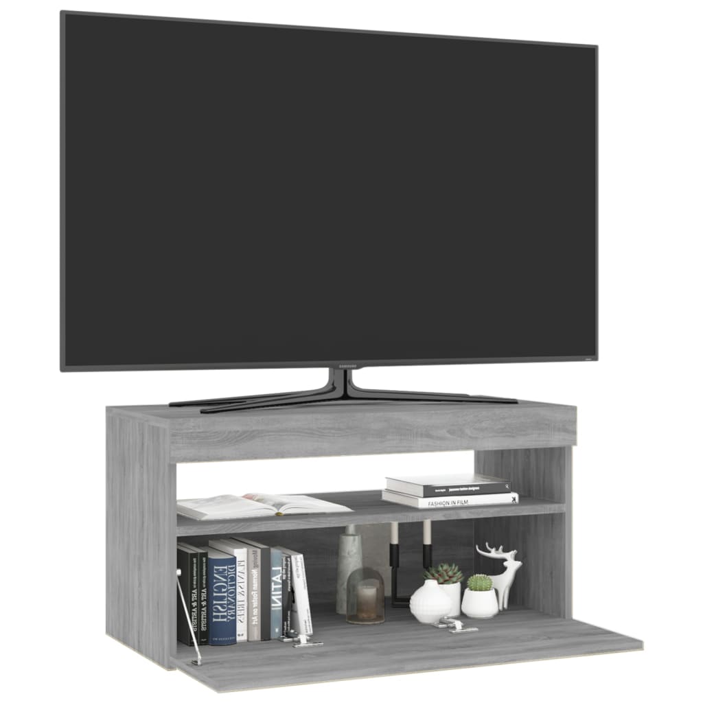 Tv-Meubel Met Led-Verlichting 75X35X40 Cm Grijs Sonoma Eiken