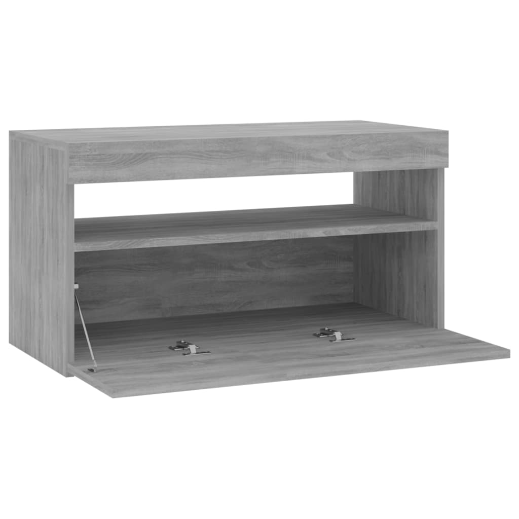 Tv-Meubel Met Led-Verlichting 75X35X40 Cm Grijs Sonoma Eiken