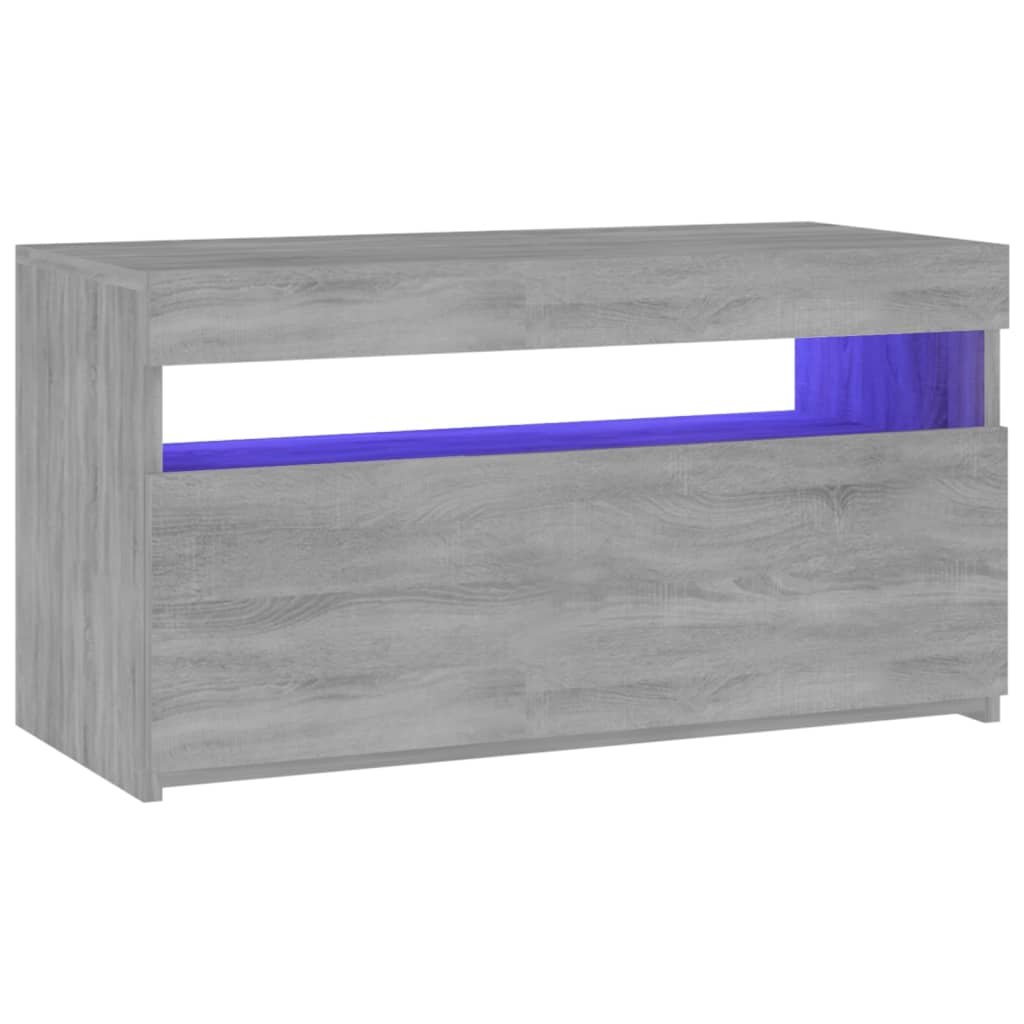 Tv-Meubel Met Led-Verlichting 75X35X40 Cm Grijs Sonoma Eiken