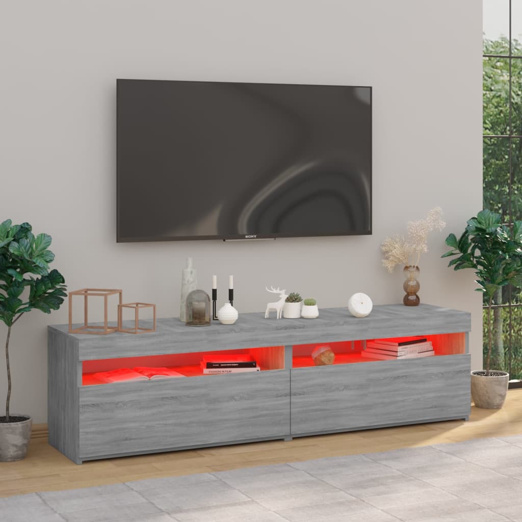 Tv-Meubelen Met Led-Verlichting 2 St 75X35X40 Cm Grijs Sonoma