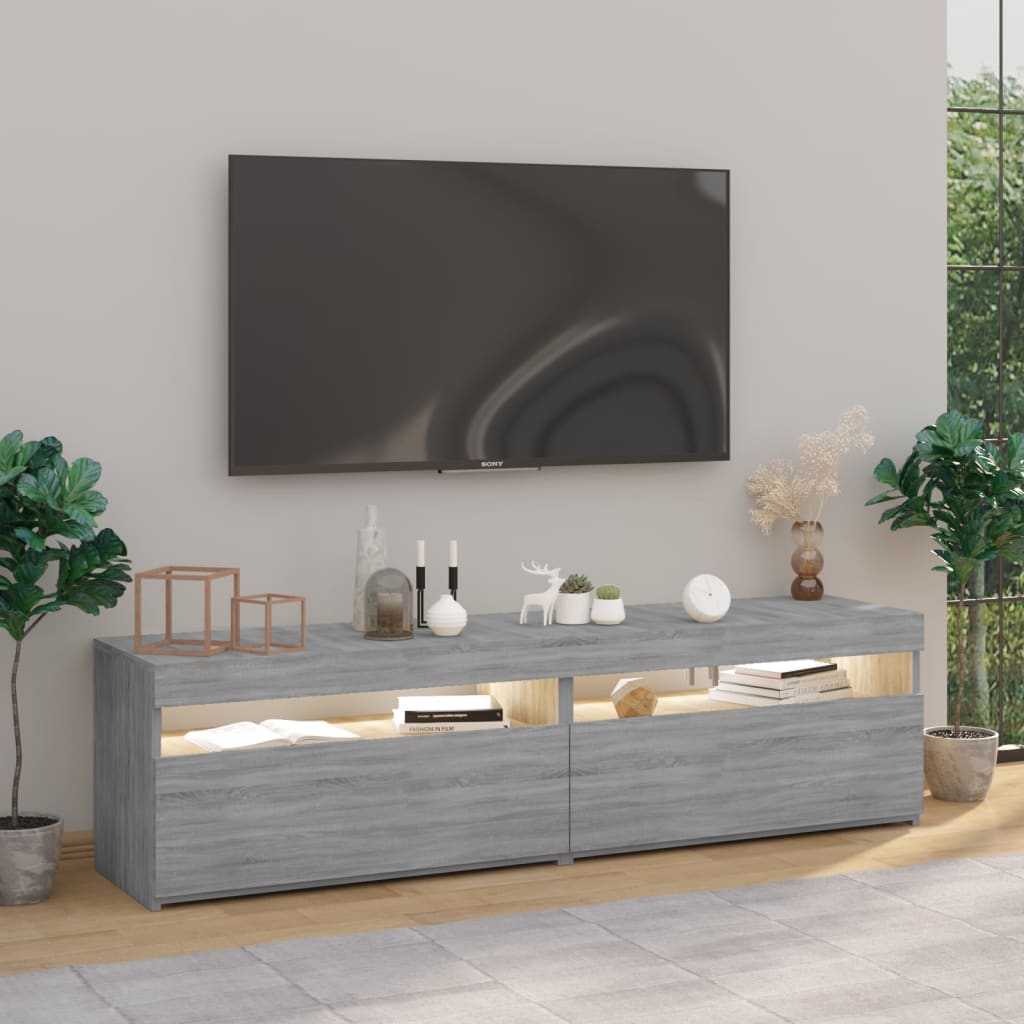 Tv-Meubelen Met Led-Verlichting 2 St 75X35X40 Cm Grijs Sonoma