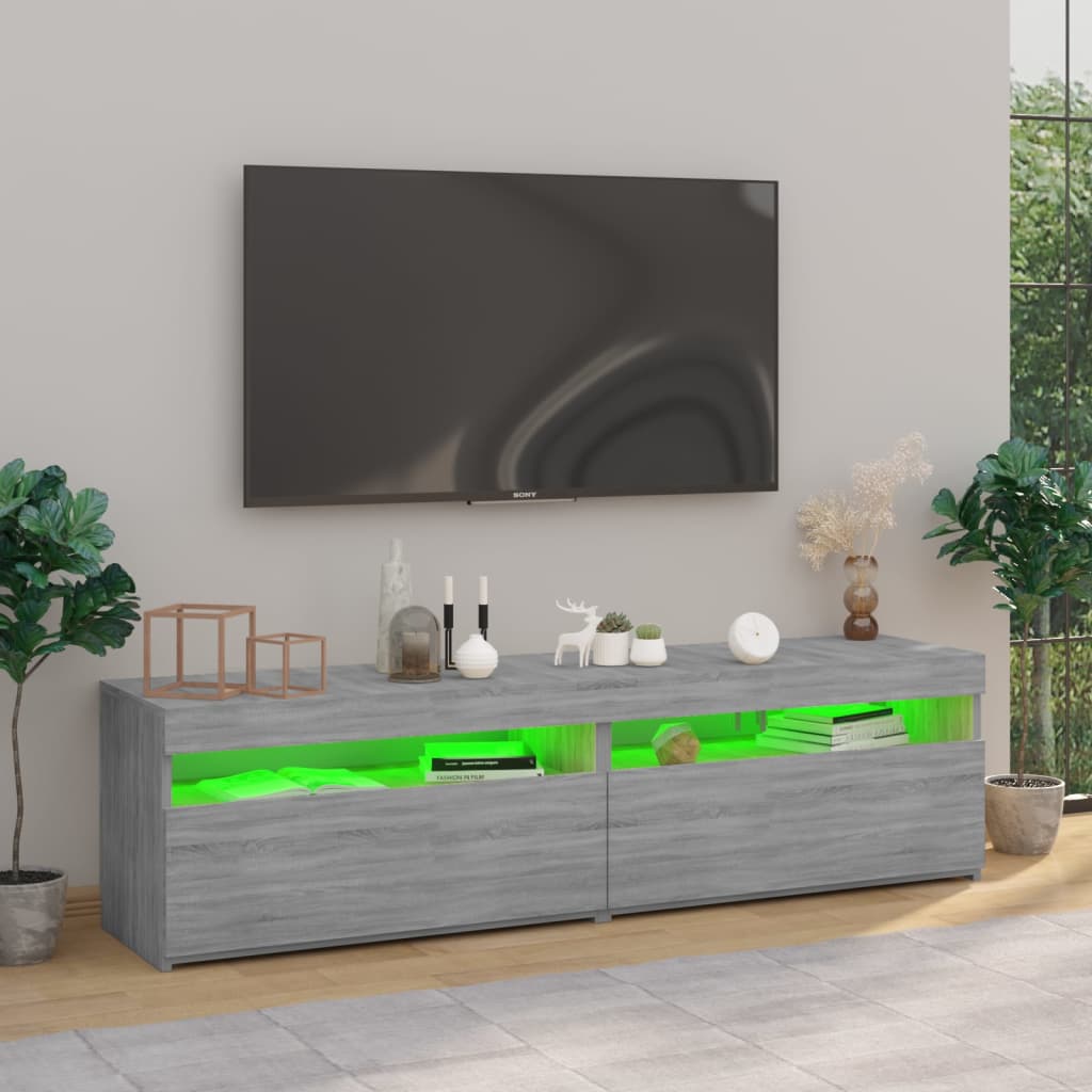 Tv-Meubelen Met Led-Verlichting 2 St 75X35X40 Cm Grijs Sonoma