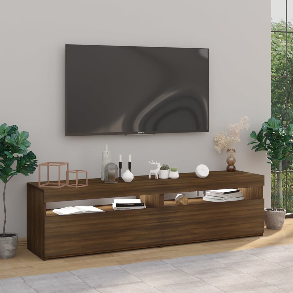 Tv-Meubelen Met Led-Verlichting 2 St 75X35X40 Cm Bruineiken