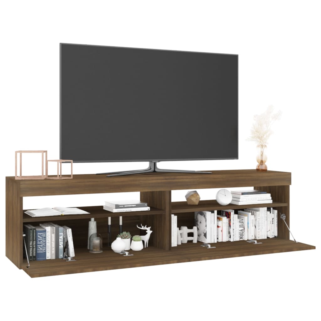 Tv-Meubelen Met Led-Verlichting 2 St 75X35X40 Cm Bruineiken