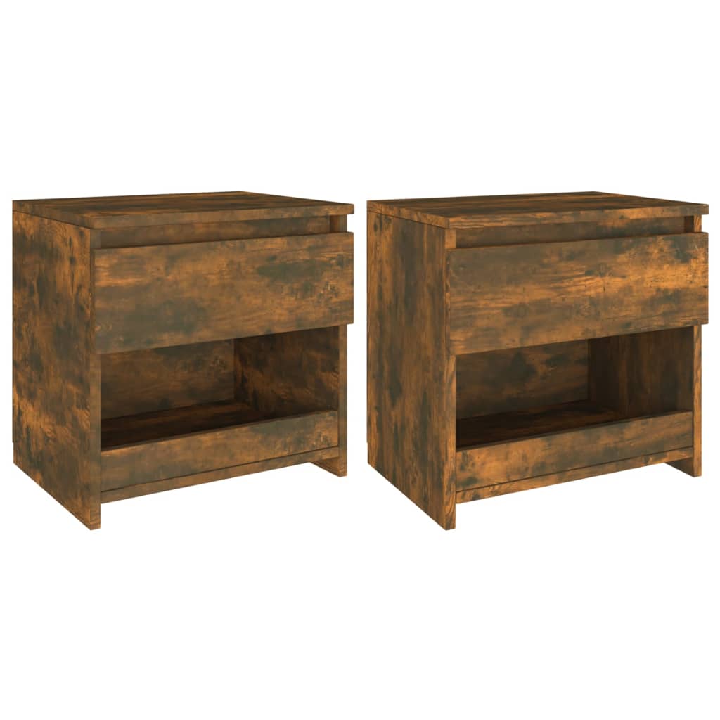 Nachtkastjes 2 St 40X30X39 Cm Bewerkt Hout Gerookt Eikenkleurig