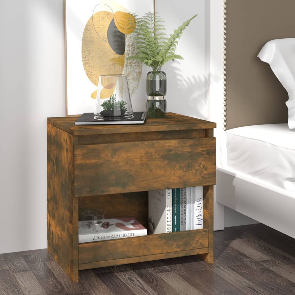 Nachtkastjes 2 St 40X30X39 Cm Bewerkt Hout Gerookt Eikenkleurig