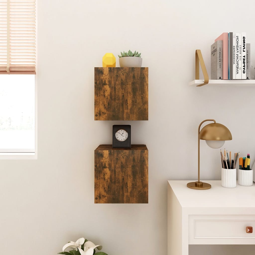 Tv-Wandmeubelen 2 St 30,5X30X30 Cm Gerookt Eikenkleurig