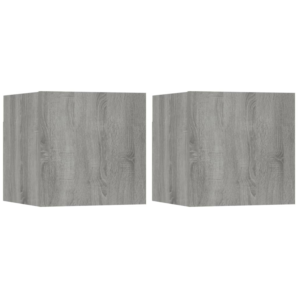 Tv-Wandmeubelen 2 St 30,5X30X30 Cm Grijs Sonoma Eikenkleurig