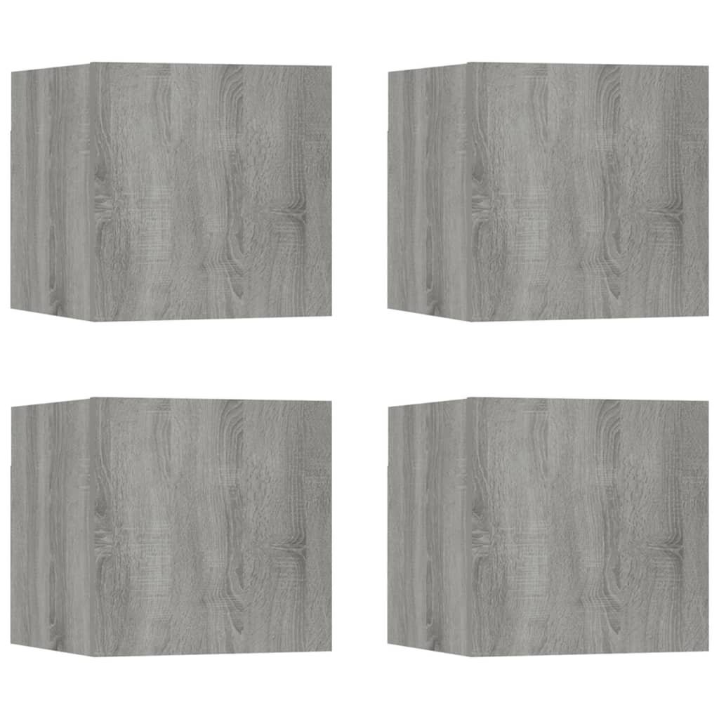 Tv-Wandmeubelen 4 St 30,5X30X30 Cm Grijs Sonoma Eikenkleurig