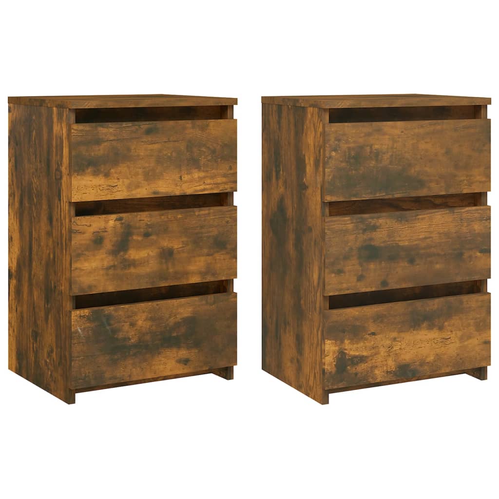 Nachtkastjes 2 St 40X35X62,5 Cm Bewerkt Hout Gerookt Eikenkleur
