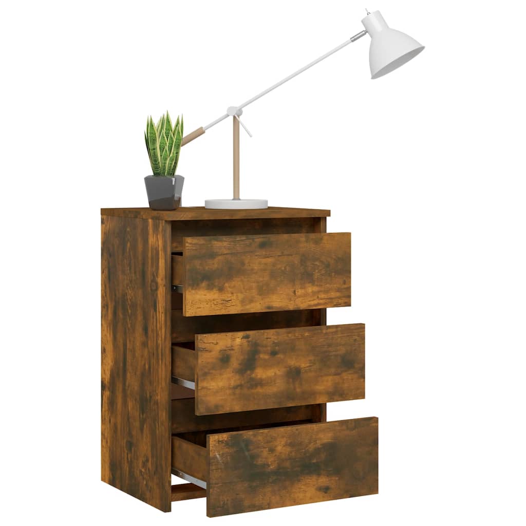 Nachtkastjes 2 St 40X35X62,5 Cm Bewerkt Hout Gerookt Eikenkleur