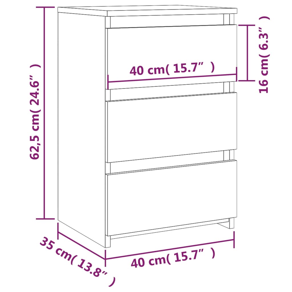 Nachtkastjes 2 St 40X35X62,5 Cm Bewerkt Hout Grijs Sonoma Eiken