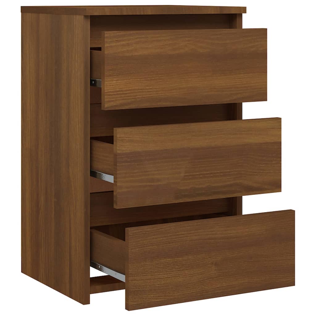 Nachtkastje 40X35X62,5 Cm Bewerkt Hout Bruineikenkleurig