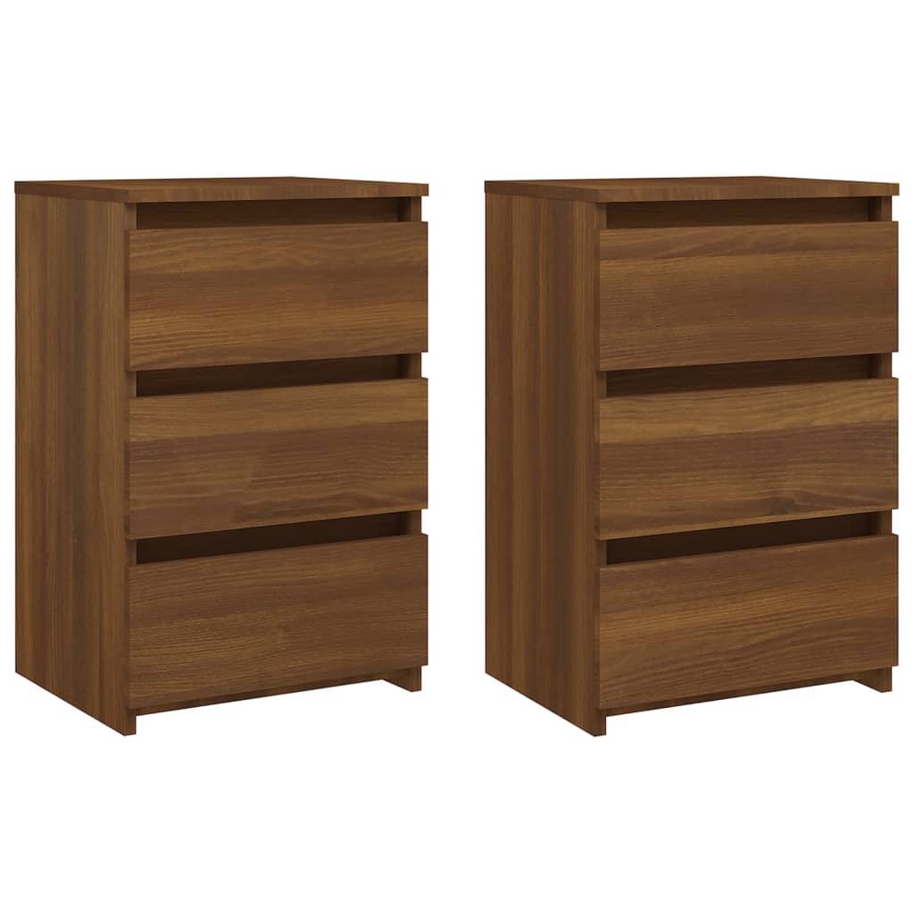 Nachtkastjes 2 St 40X35X62,5 Cm Bewerkt Hout Bruineikenkleurig