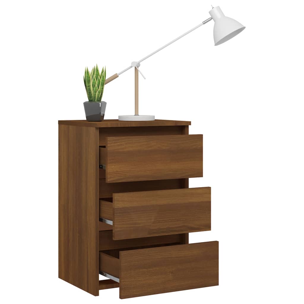 Nachtkastjes 2 St 40X35X62,5 Cm Bewerkt Hout Bruineikenkleurig