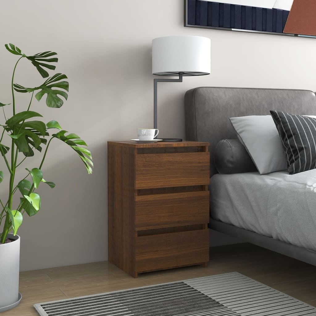 Nachtkastjes 2 St 40X35X62,5 Cm Bewerkt Hout Bruineikenkleurig