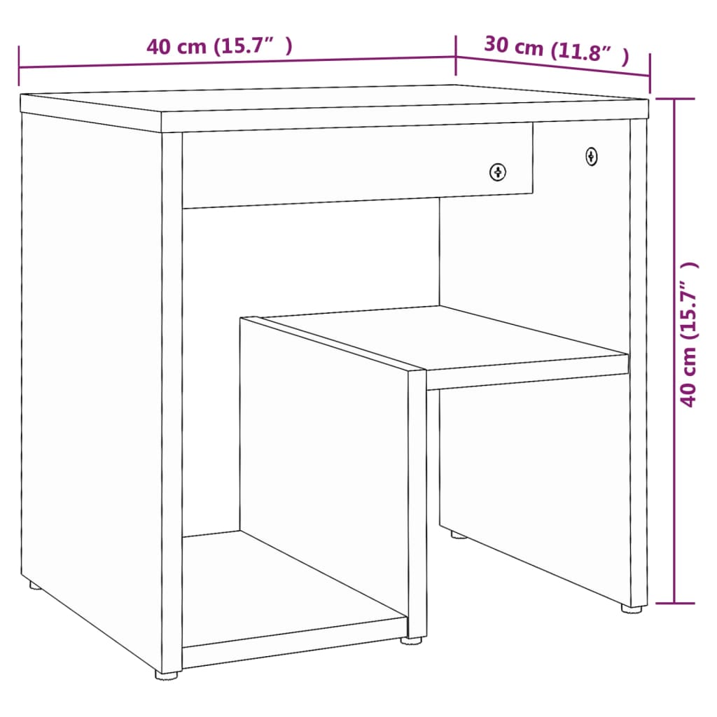 Nachtkastjes 2 St 40X30X40 Cm Bewerkt Hout Grijs Sonoma Eiken