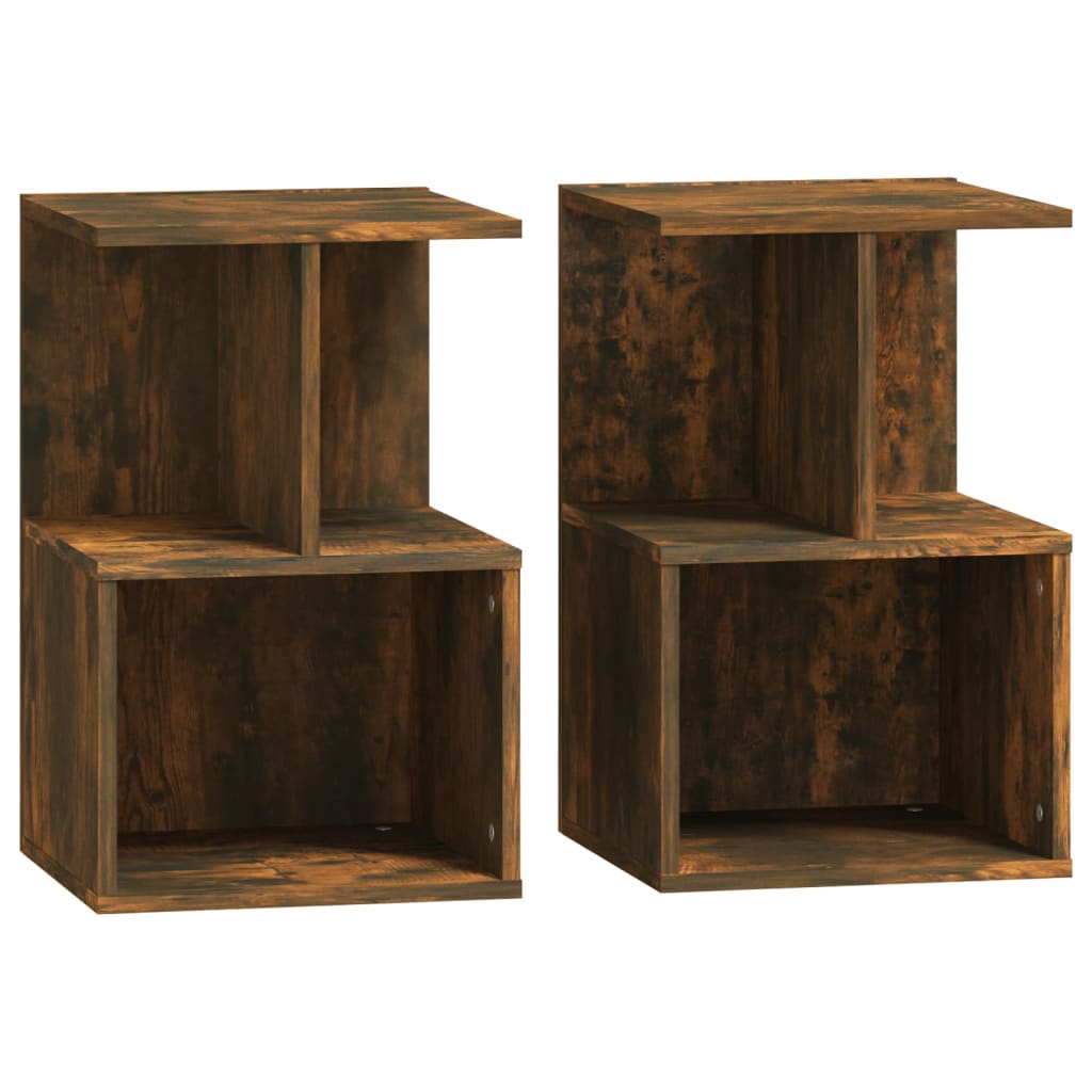 Nachtkastjes 2 St 35X35X55 Cm Bewerkt Hout Gerookt Eikenkleurig