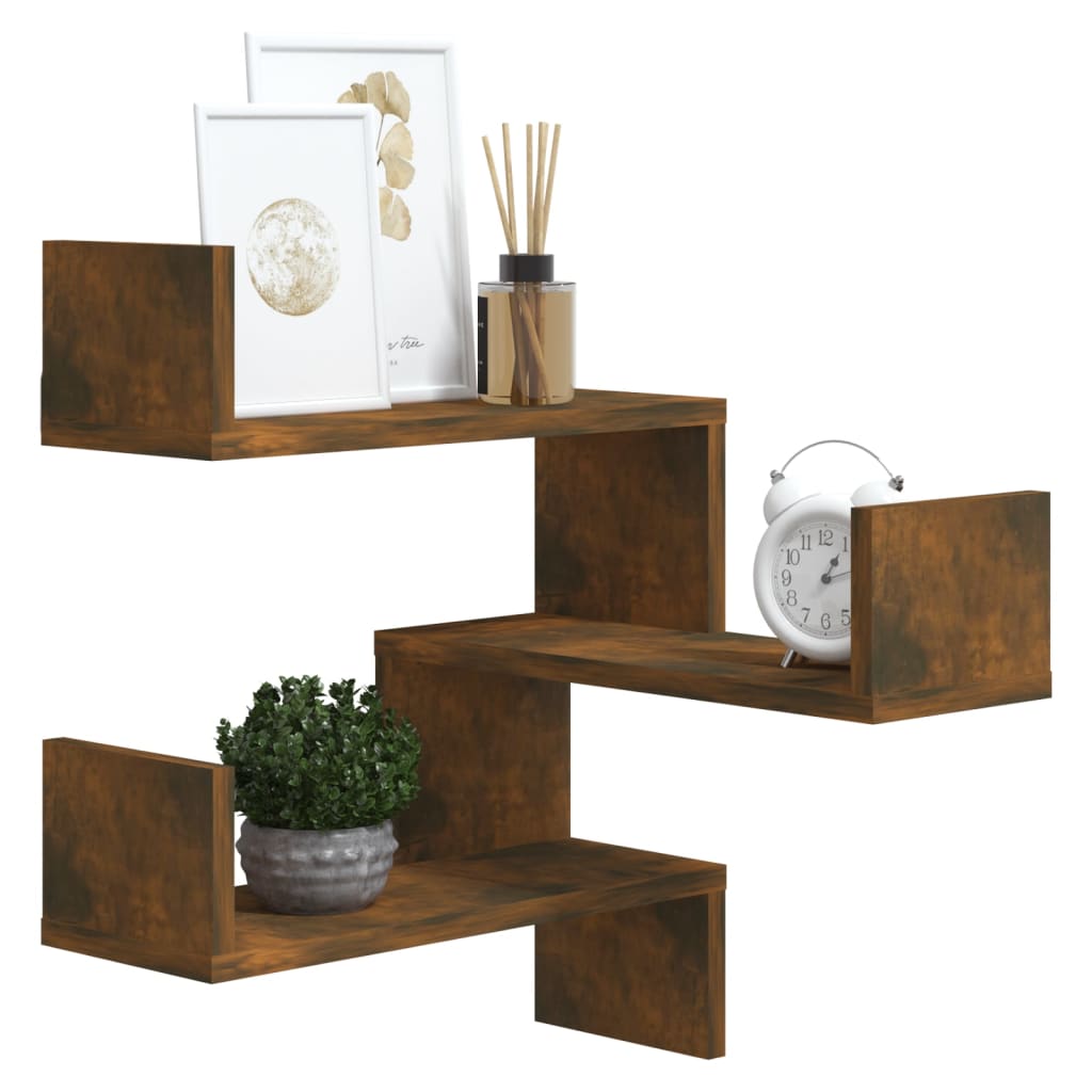 Hoekwandschap 40X40X50 Cm Bewerkt Hout Gerookt Eikenkleurig