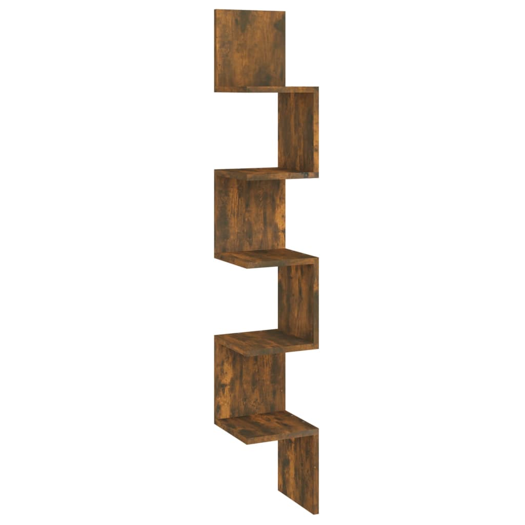 Hoekwandschap 20X20X127,5 Cm Bewerkt Hout Gerookt Eikenkleurig