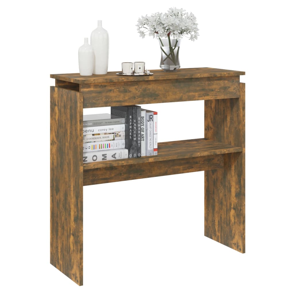 Wandtafel 80X30X80 Cm Bewerkt Hout Gerookt Eikenkleurig