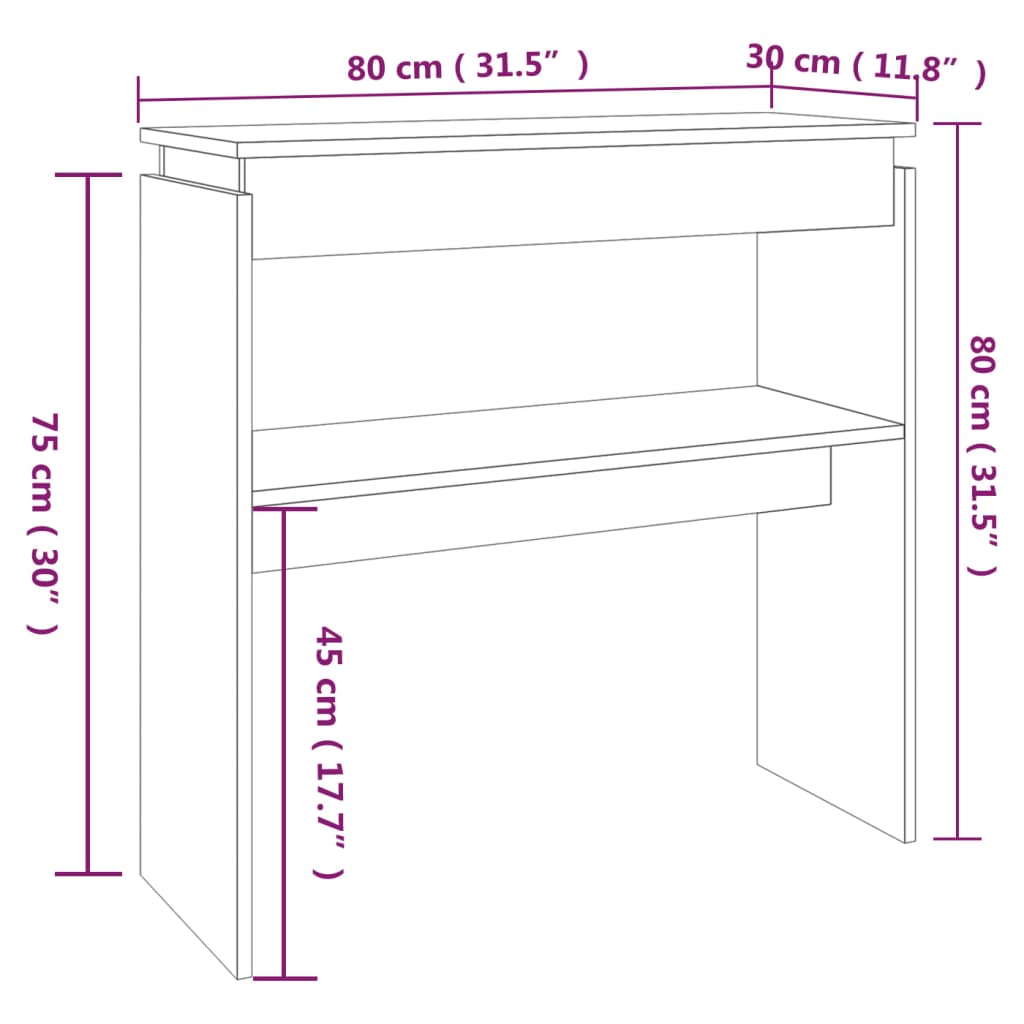 Wandtafel 80X30X80 Cm Bewerkt Hout Bruineikenkleurig