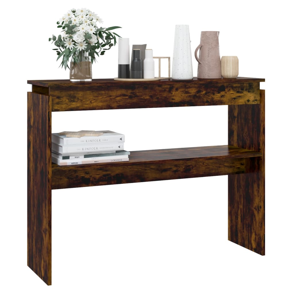Wandtafel 102X30X80 Cm Bewerkt Hout Gerookt Eikenkleurig