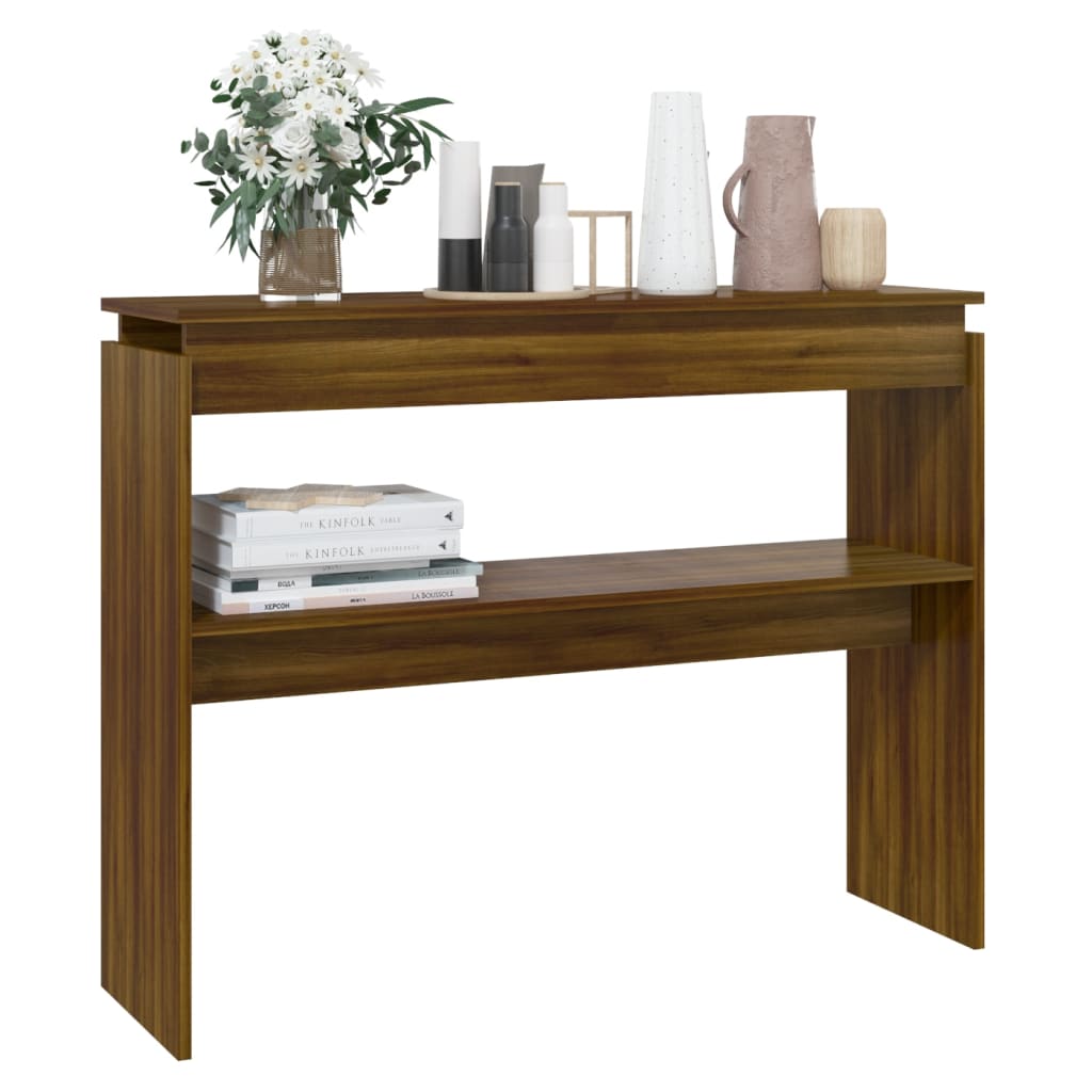 Wandtafel 102X30X80 Cm Bewerkt Hout Bruineikenkleurig