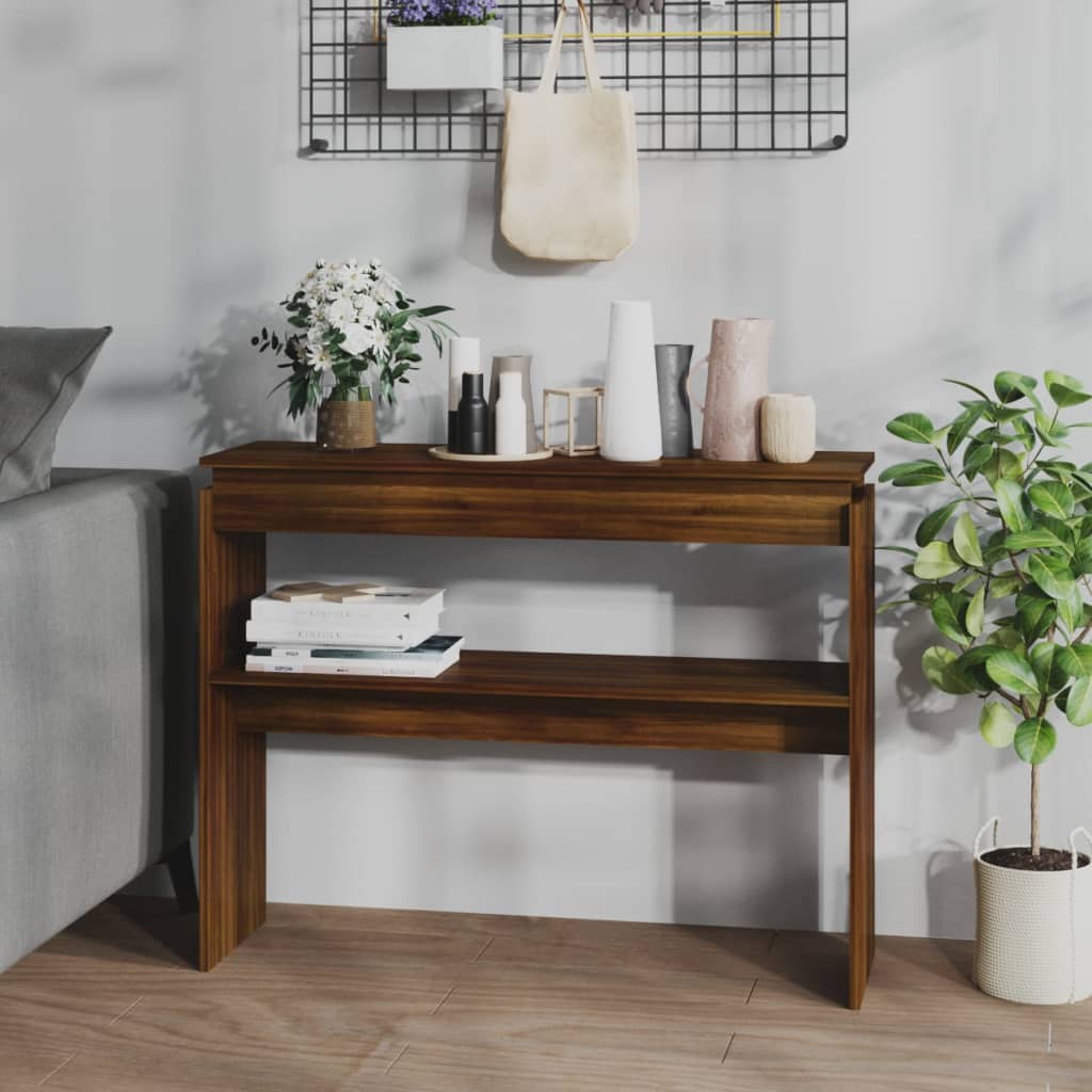 Wandtafel 102X30X80 Cm Bewerkt Hout Bruineikenkleurig
