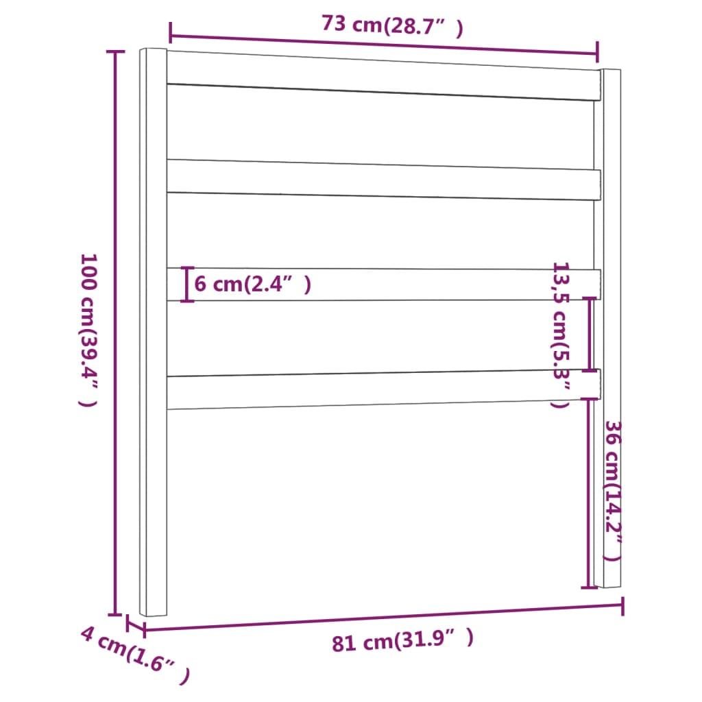 Hoofdbord 81X4X100 Cm Massief Grenenhout Zwart