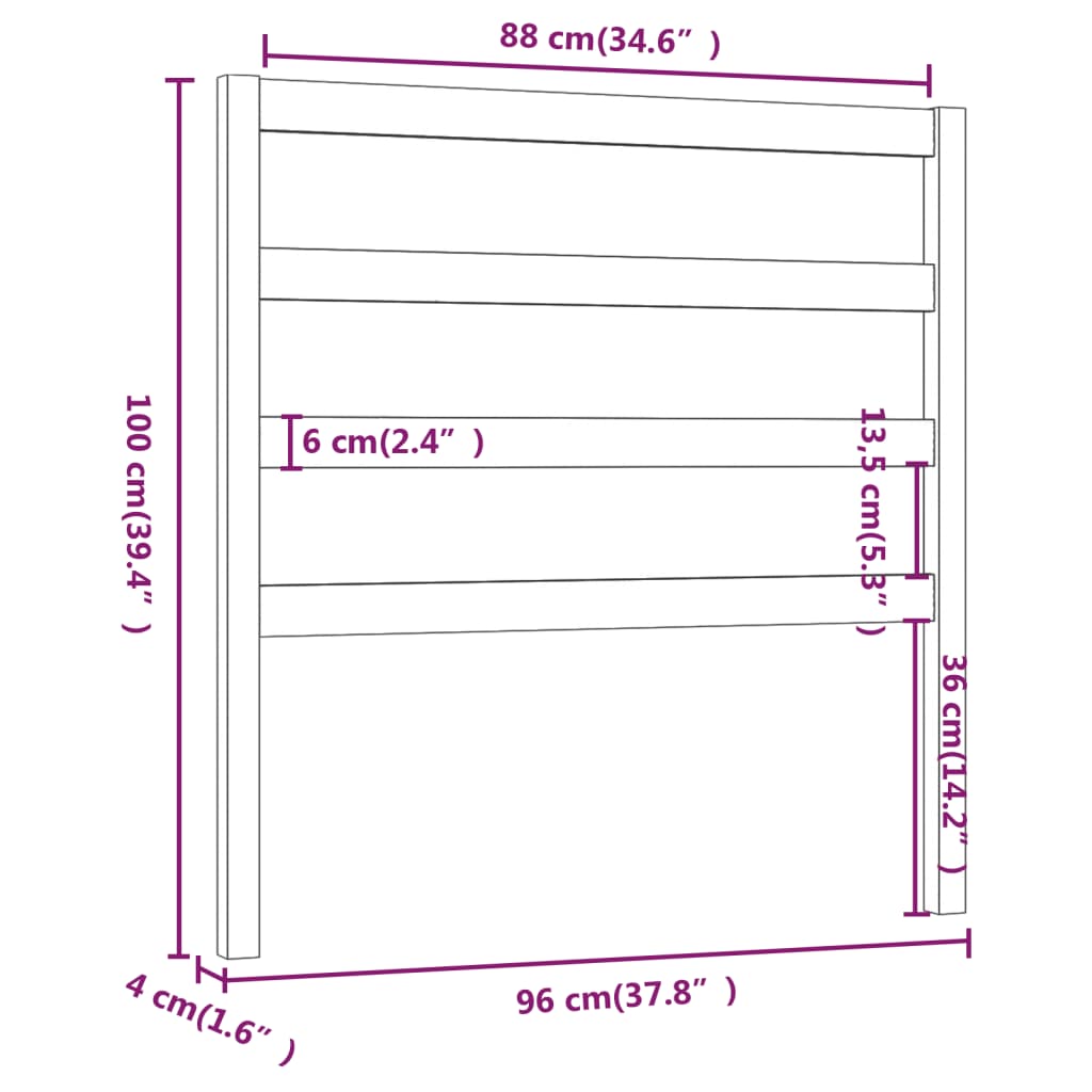 Hoofdbord 96X4X100 Cm Massief Grenenhout Honingbruin