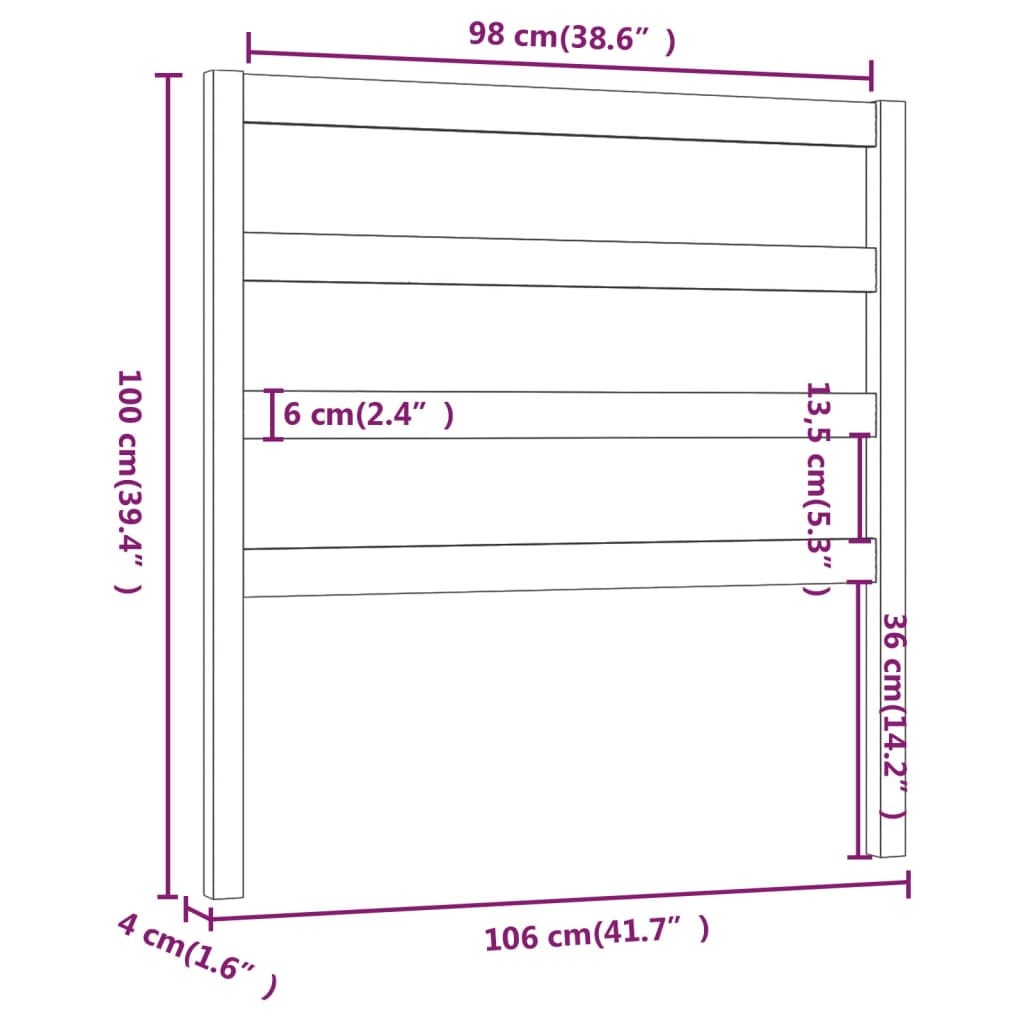 Hoofdbord 106X4X100 Cm Massief Grenenhout