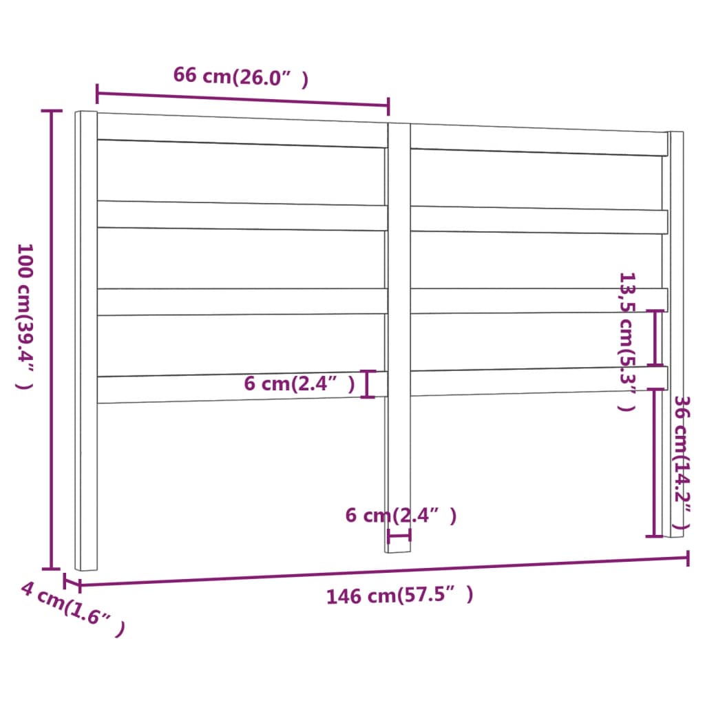 Hoofdbord 146X4X100 Cm Massief Grenenhout Honingbruin