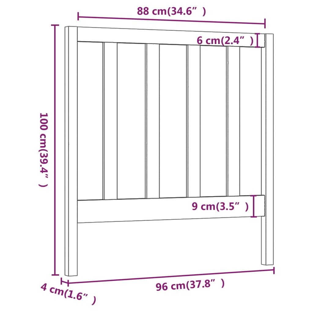 Hoofdbord 96X4X100 Cm Massief Grenenhout Honingbruin