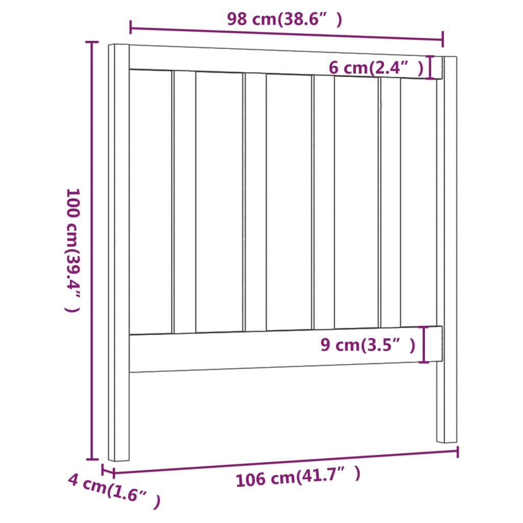 Hoofdbord 106X4X100 Cm Massief Grenenhout