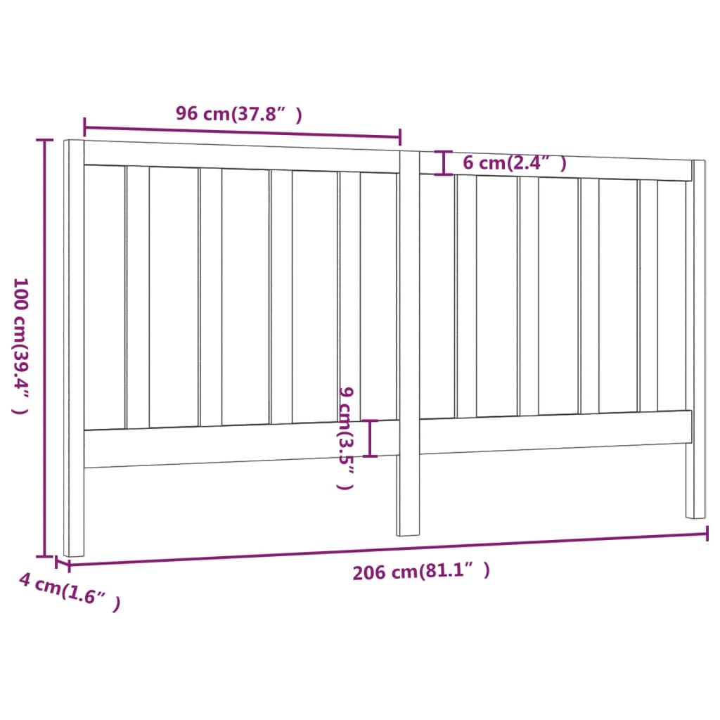 Hoofdbord 206X4X100 Cm Massief Grenenhout Honingbruin