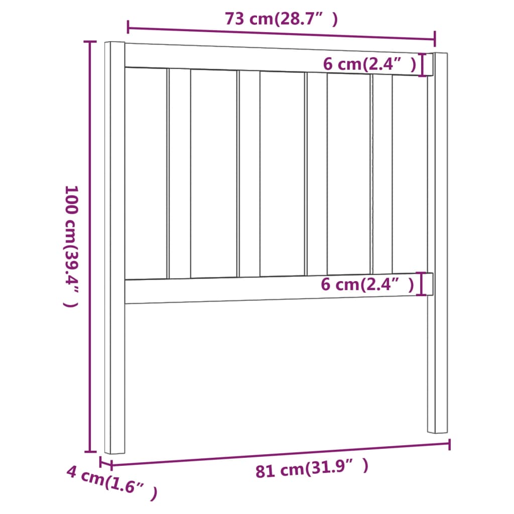 Hoofdbord 81X4X100 Cm Massief Grenenhout Zwart