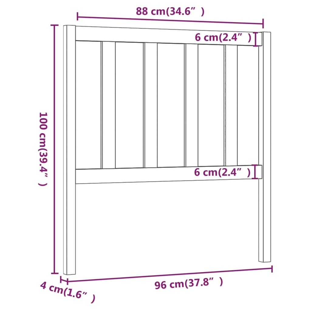 Hoofdbord 96X4X100 Cm Massief Grenenhout