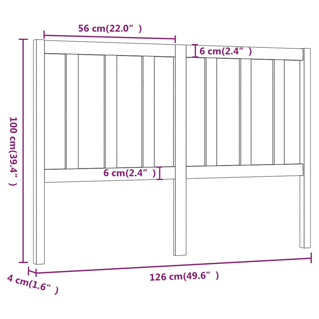 Hoofdbord 126X4X100 Cm Massief Grenenhout Honingbruin