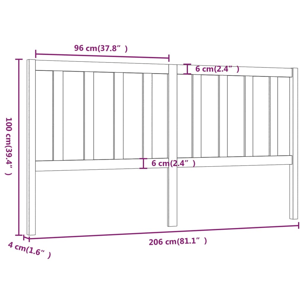 Hoofdbord 206X4X100 Cm Massief Grenenhout Honingbruin