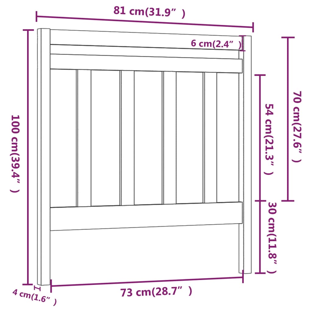 Hoofdbord 81X4X100 Cm Massief Grenenhout Wit