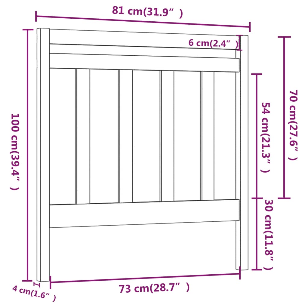 Hoofdbord 81X4X100 Cm Massief Grenenhout Grijs