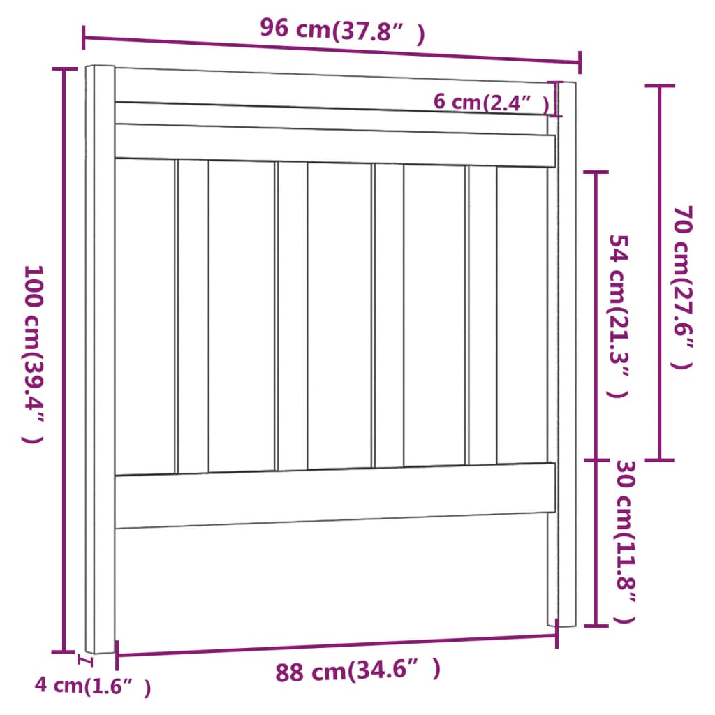 Hoofdbord 96X4X100 Cm Massief Grenenhout
