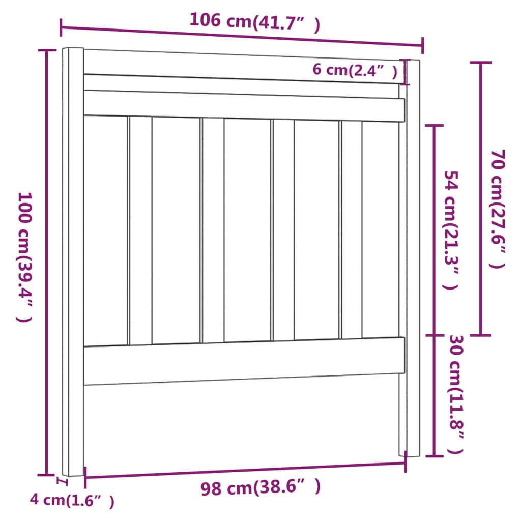 Hoofdbord 106X4X100 Cm Massief Grenenhout Honingbruin